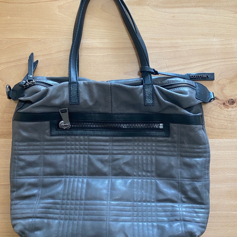 A. Bellucci Made in Italy Quilted Leather Shoulder Bag - Gray/Black - Luxury